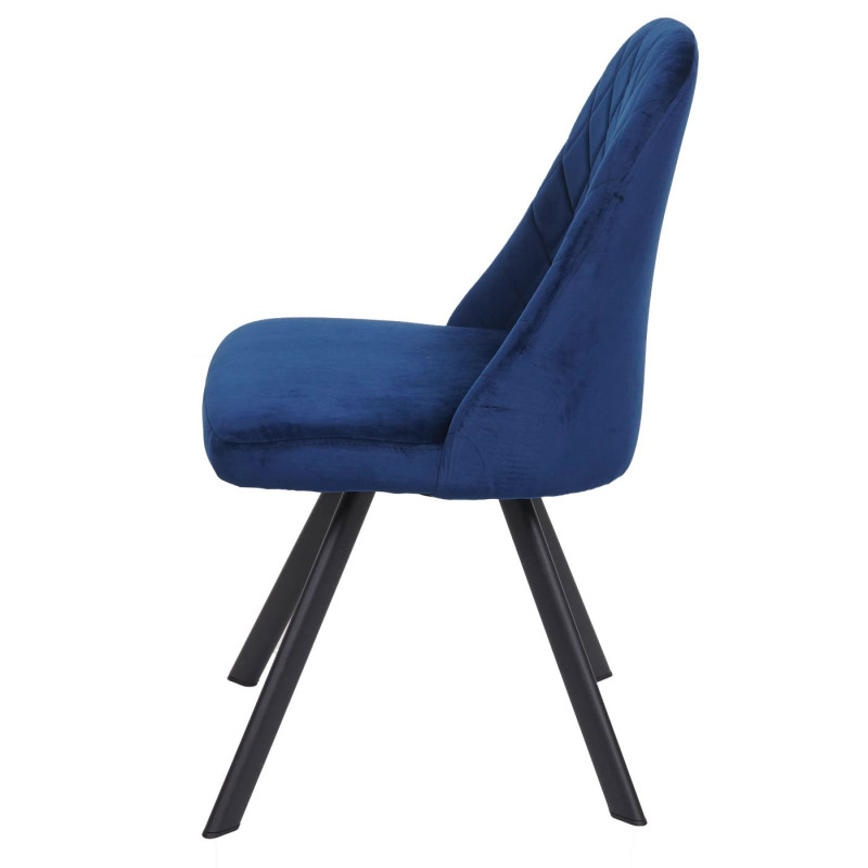 Lot de 6 chaises de salle à manger , métal velours - bleu