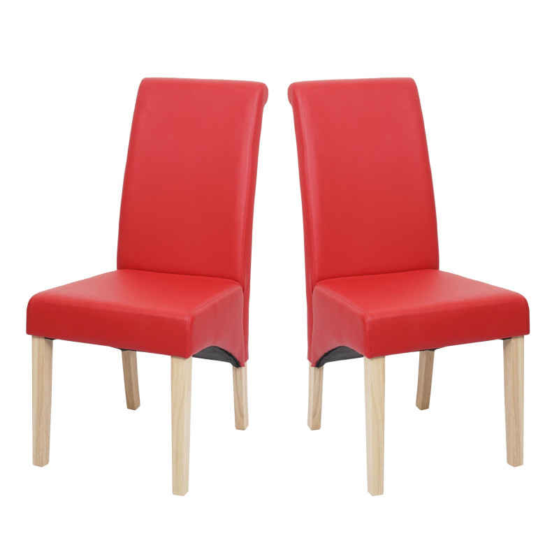 Lot de 2 chaises de salle à manger  Chaise M37 - similicuir mat, rouge, pieds clairs