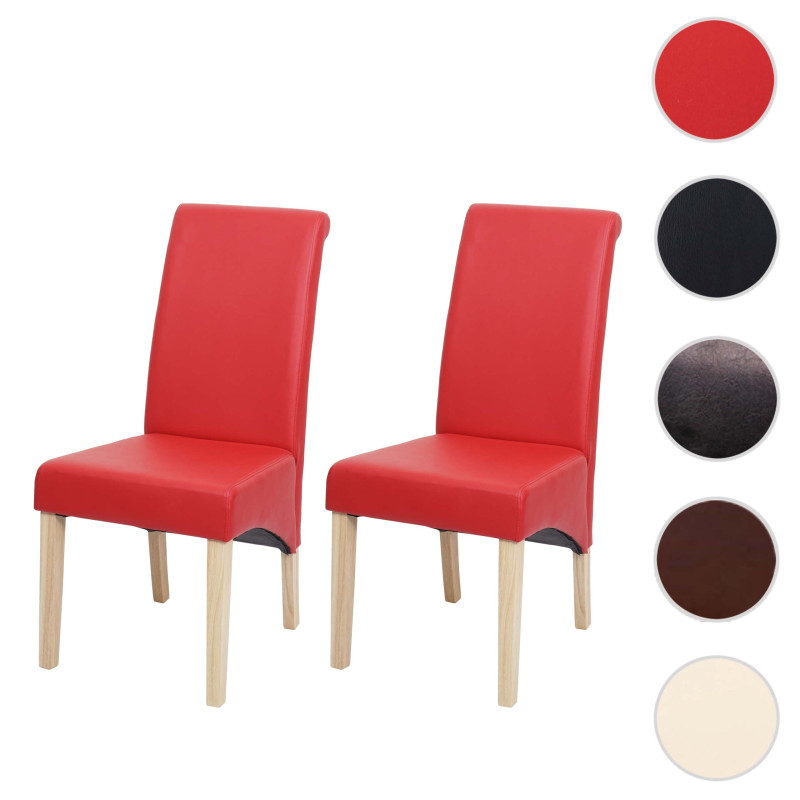 Lot de 2 chaises de salle à manger  Chaise M37 - similicuir mat, rouge, pieds clairs