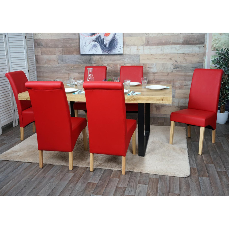 Lot de 2 chaises de salle à manger  Chaise M37 - similicuir mat, rouge, pieds clairs