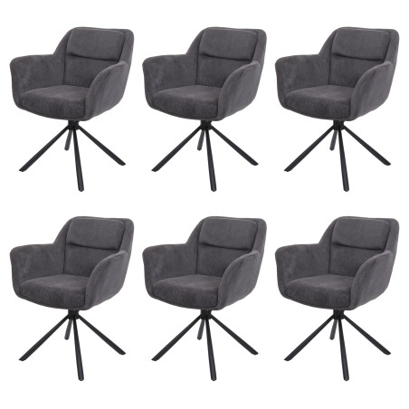 Lot de 6 chaises de salle à manger , pivotante Auto-Position, tissu/textile - gris corde