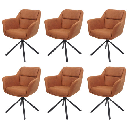 Lot de 6 chaises de salle à manger , pivotante Auto-Position, tissu/textile - aspect daim marron