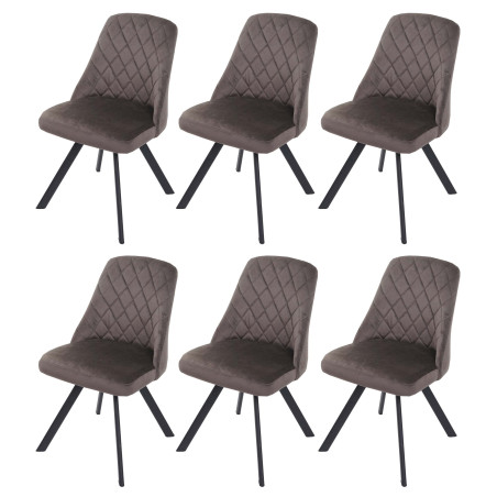 Lot de 6 chaises de salle à manger , métal velours - brun foncé