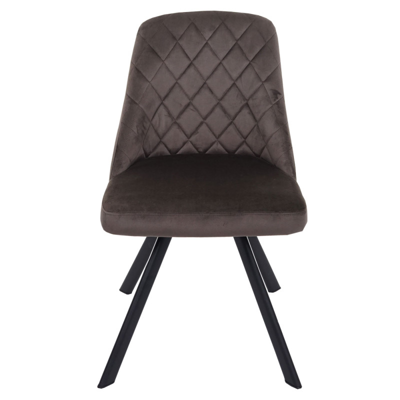 Lot de 6 chaises de salle à manger , métal velours - brun foncé