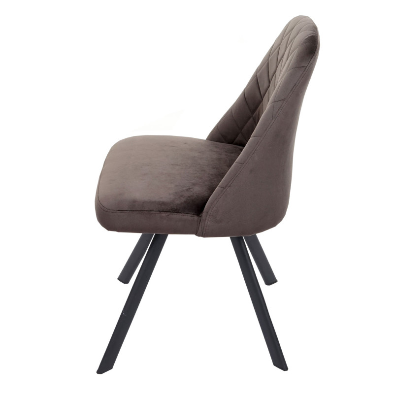 Lot de 6 chaises de salle à manger , métal velours - brun foncé