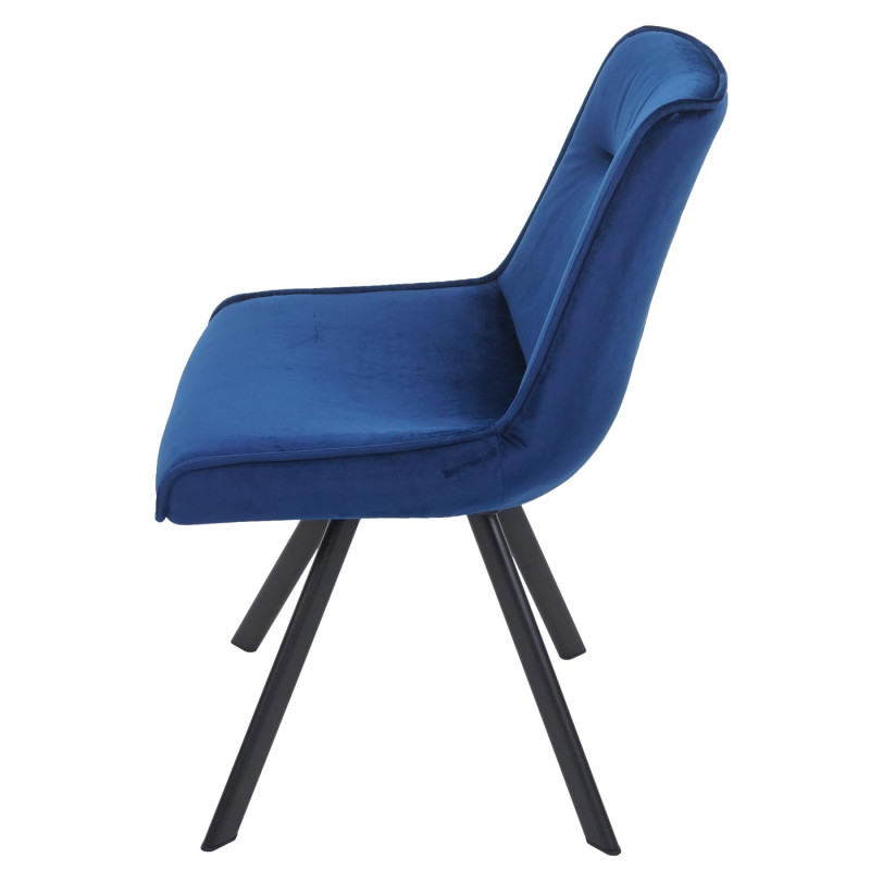 Lot de 6 chaises de salle à manger chaise rembourrée, , métal velours - bleu