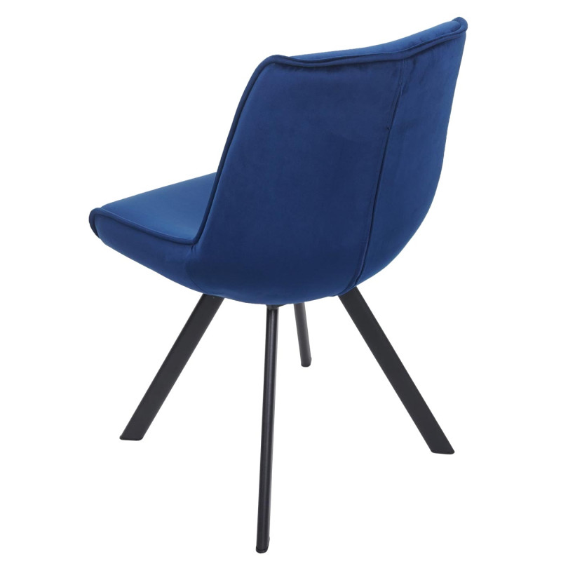 Lot de 6 chaises de salle à manger chaise rembourrée, , métal velours - bleu