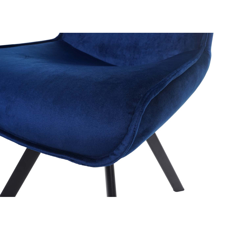 Lot de 6 chaises de salle à manger chaise rembourrée, , métal velours - bleu