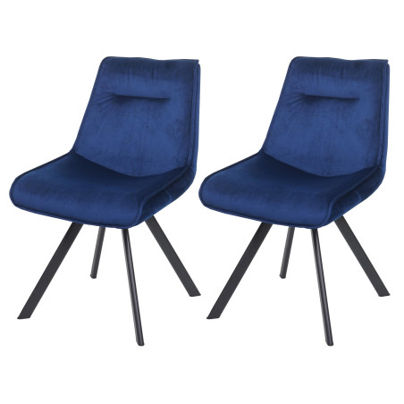 Lot de 2 chaises de salle à manger chaise rembourrée, , métal velours - bleu