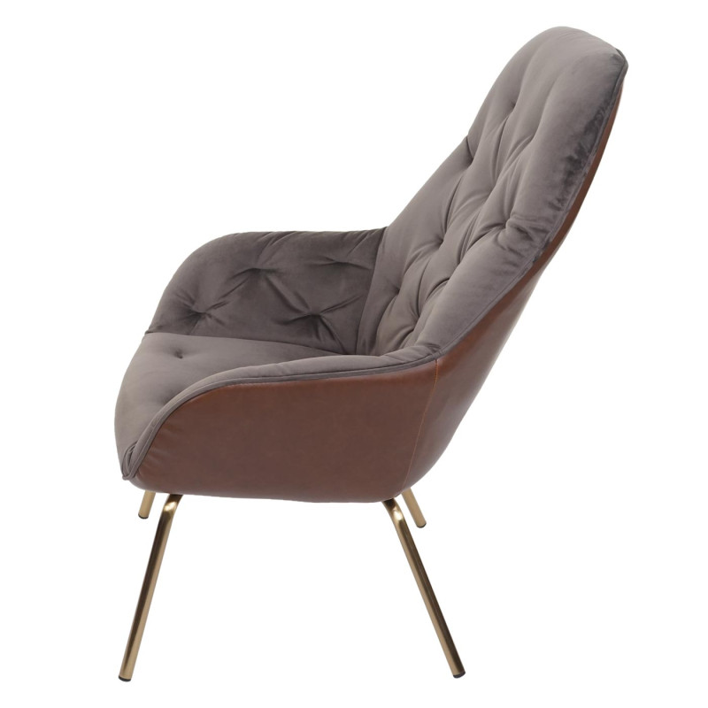 Lot de 6 chaises de salle à manger chaise rembourrée avec accoudoirs, métal - velours, marron clair