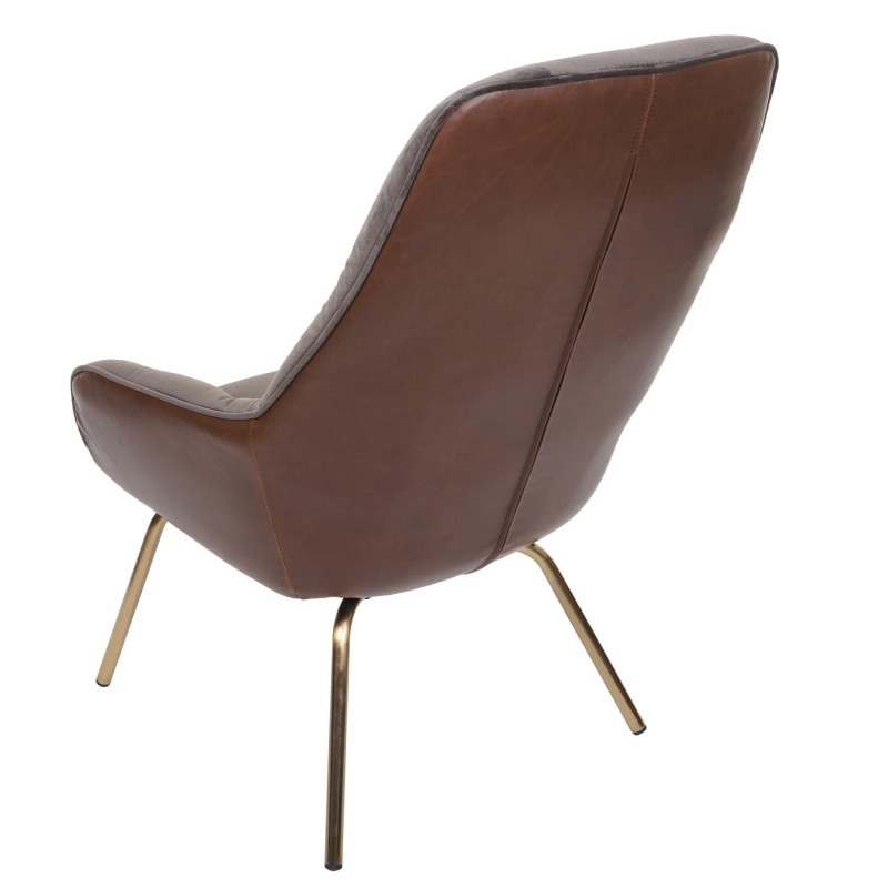 Lot de 6 chaises de salle à manger chaise rembourrée avec accoudoirs, métal - velours, marron clair