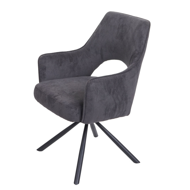 Lot de 6 chaises de salle à manger fauteuil de cuisine, pivotant Auto-Position, tissu/textile - corde-gris foncé