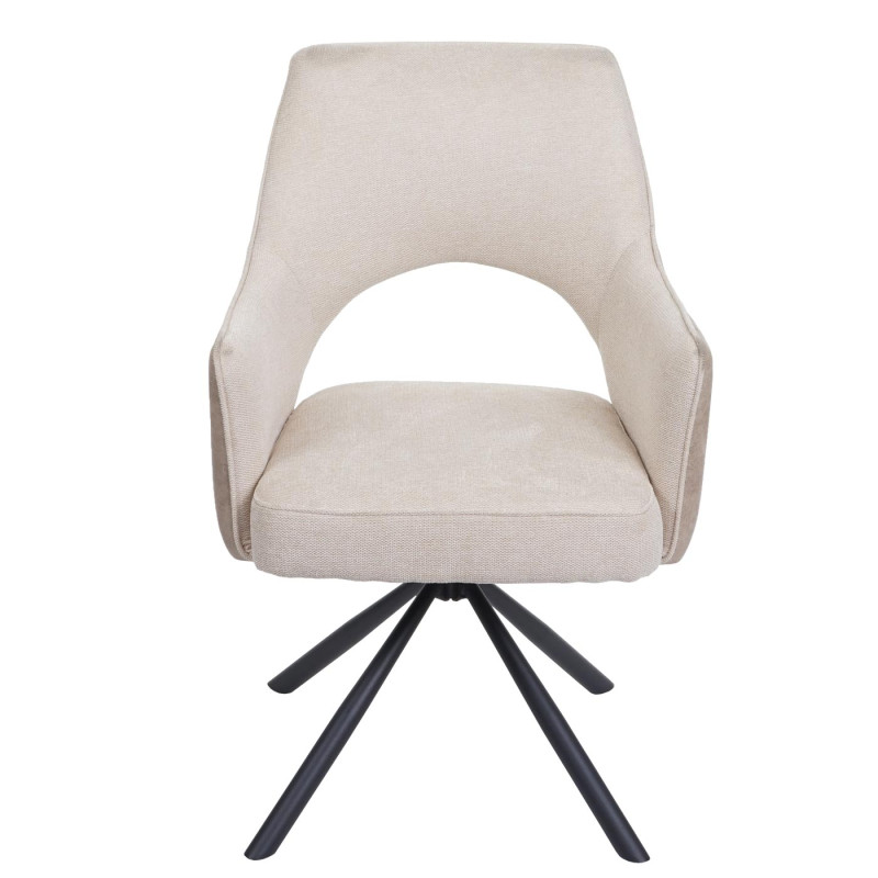 Lot de 6 chaises de salle à manger fauteuil de cuisine, pivotant Auto-Position, tissu/textile - crème