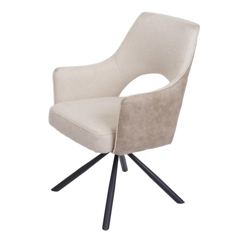 Lot de 6 chaises de salle à manger fauteuil de cuisine, pivotant Auto-Position, tissu/textile - crème