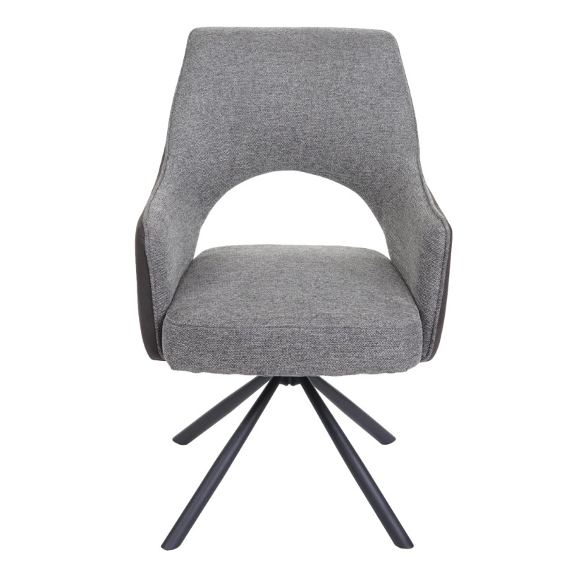 Lot de 6 chaises de salle à manger fauteuil de cuisine, pivotant Auto-Position, tissu/textile - gris-gris foncé