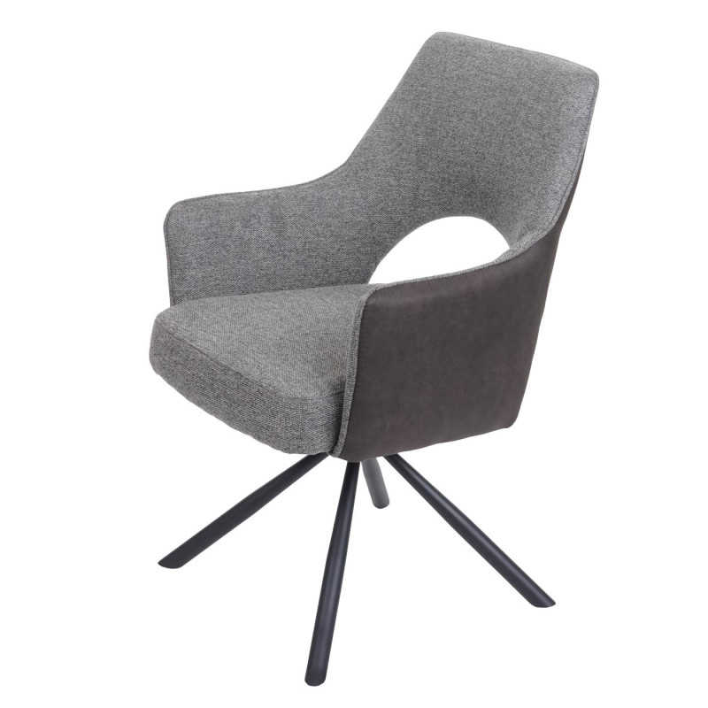 Lot de 6 chaises de salle à manger fauteuil de cuisine, pivotant Auto-Position, tissu/textile - gris-gris foncé