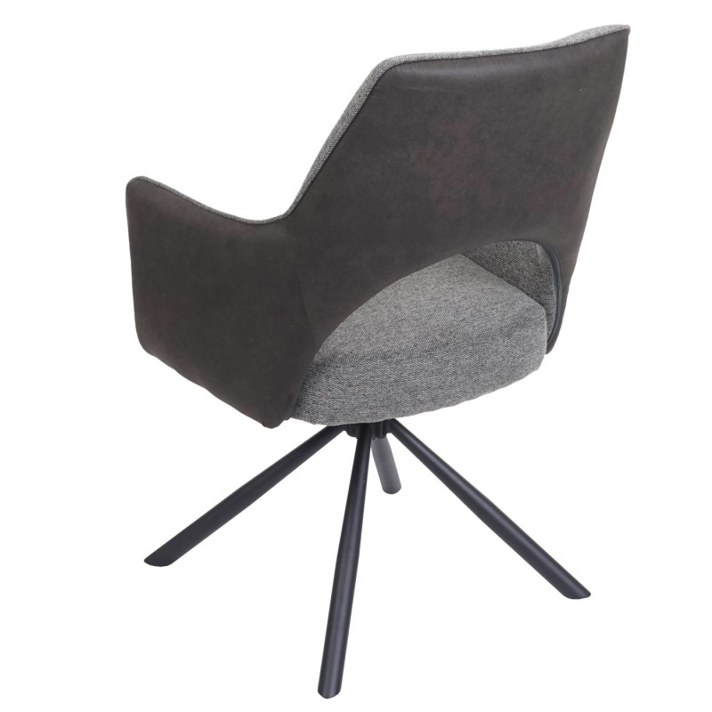 Lot de 6 chaises de salle à manger fauteuil de cuisine, pivotant Auto-Position, tissu/textile - gris-gris foncé