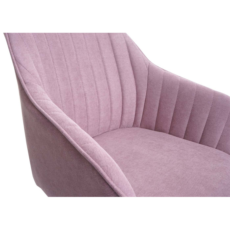 6x Chaise de salle à manger  avec accoudoirs, pivotante tissu/textile - rose