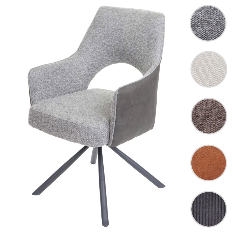 Chaise de salle à manger pivotante Auto-Position, tissu/textile - cord  gris foncé