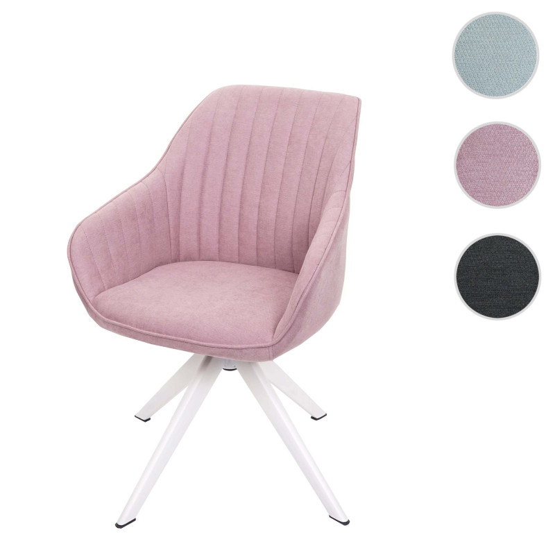 Chaise de salle à manger  avec accoudoirs, pivotante tissu/textile - rose