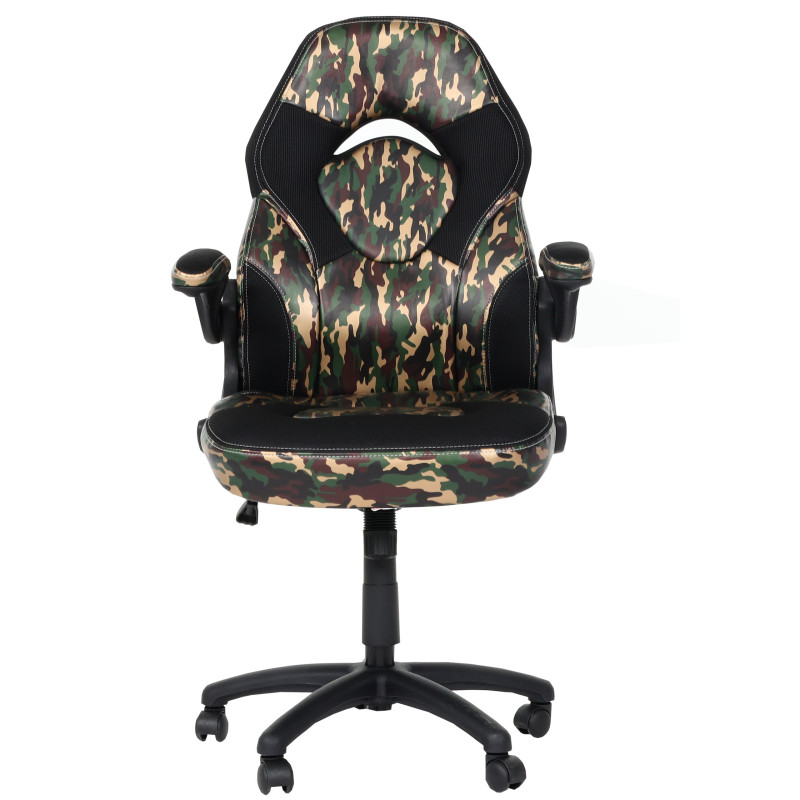 Chaise de bureau chaise pivotante Gaming, ergonomique similicuir - camouflage-noir