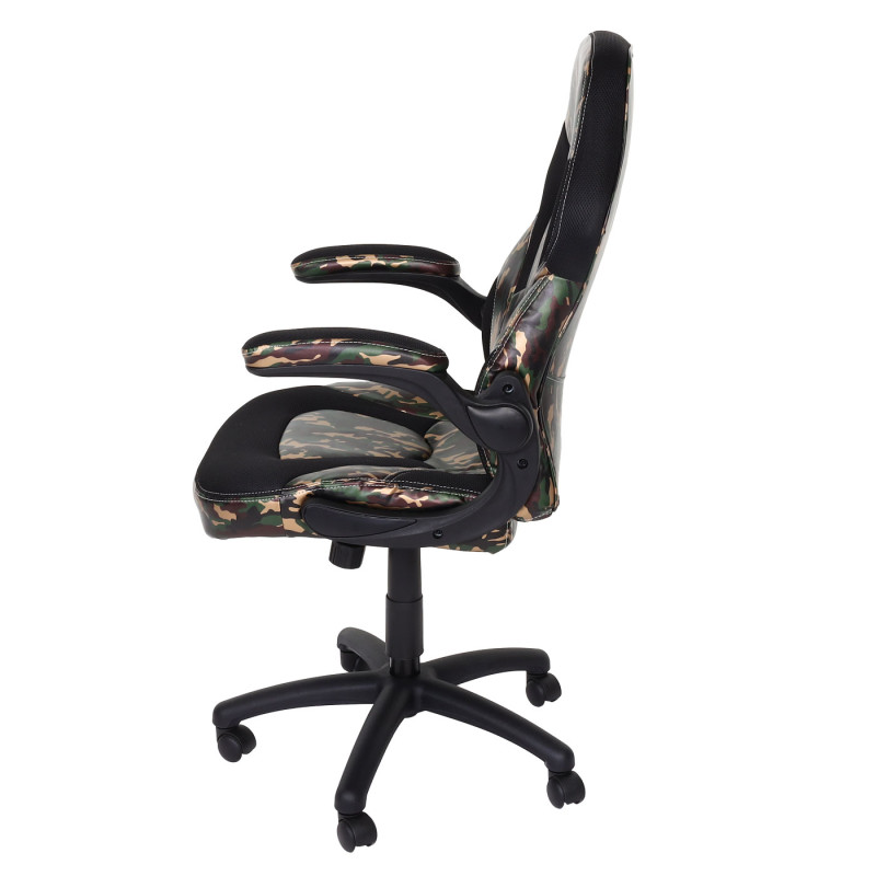 Chaise de bureau chaise pivotante Gaming, ergonomique similicuir - camouflage-noir