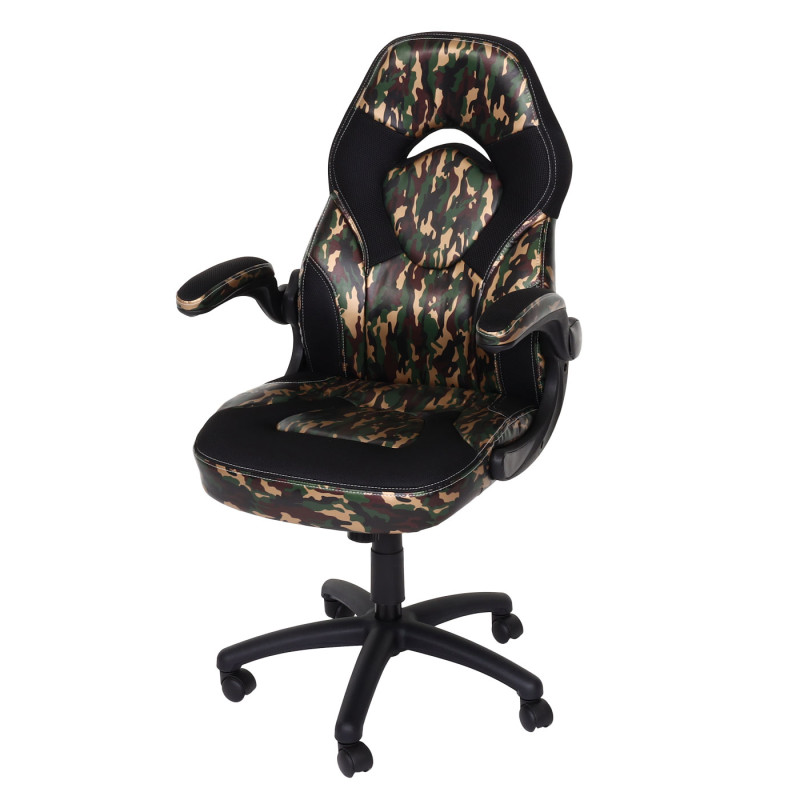 Chaise de bureau chaise pivotante Gaming, ergonomique similicuir - camouflage-noir