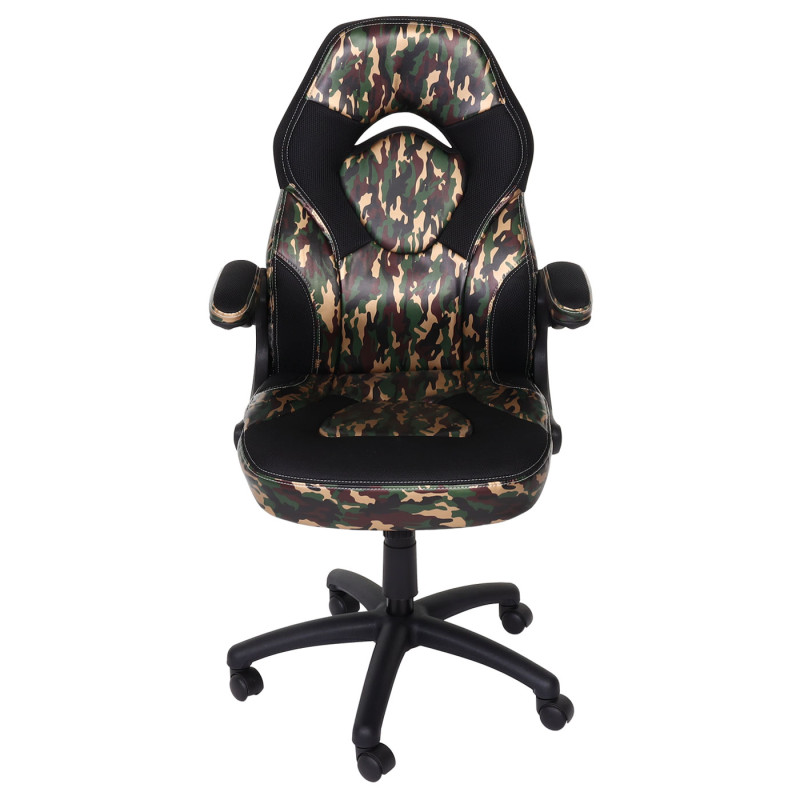 Chaise de bureau chaise pivotante Gaming, ergonomique similicuir - camouflage-noir