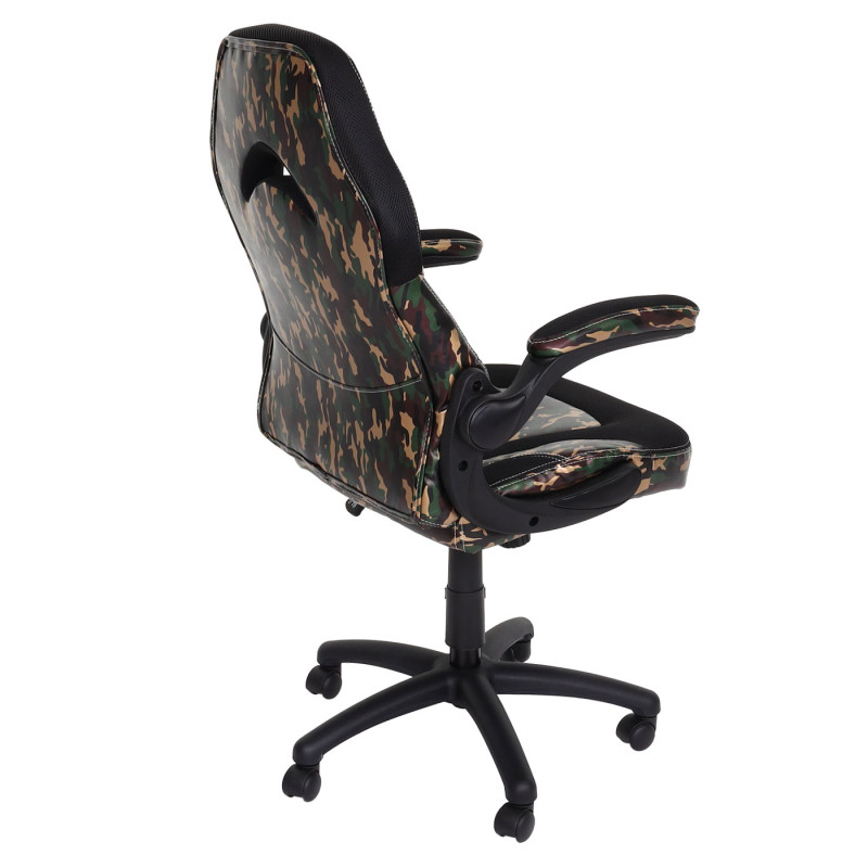 Chaise de bureau chaise pivotante Gaming, ergonomique similicuir - camouflage-noir