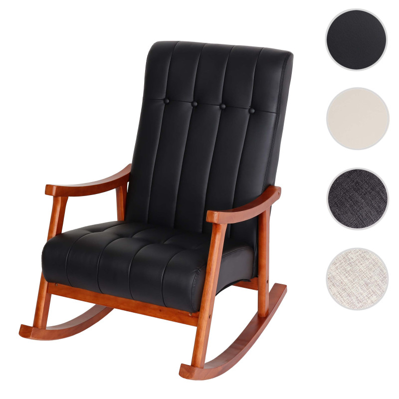 Fauteuil à bascule fauteuil à bascule Fauteuil relax - Tissu/Textile crème, piétement marron