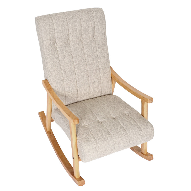 Fauteuil à bascule fauteuil à bascule Fauteuil relax - Tissu/Textile crème, piétement marron