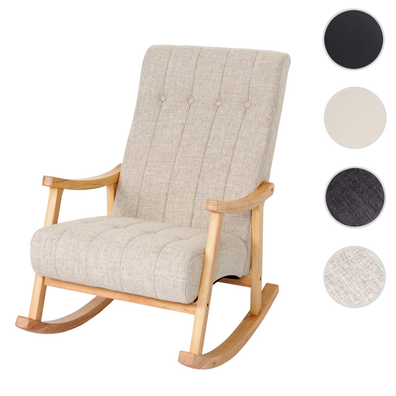 Fauteuil à bascule fauteuil à bascule Fauteuil relax - Tissu/Textile crème, piétement marron