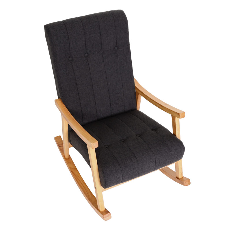 Fauteuil à bascule fauteuil à bascule Fauteuil relax - Tissu/Textile gris foncé, piétement marron