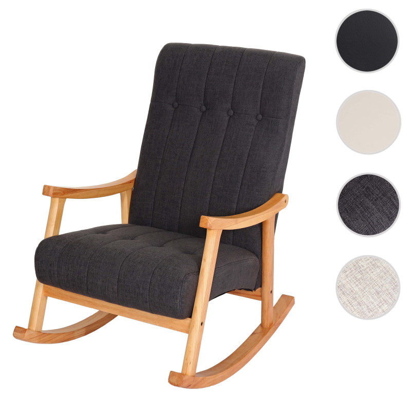 Fauteuil à bascule fauteuil à bascule Fauteuil relax - Tissu/Textile gris foncé, piétement marron