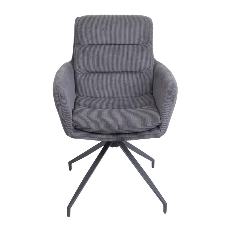 Lot de 6 chaises de salle à manger fauteuil chaise, pivotante position auto, tissu/textile - velours côtelé gris