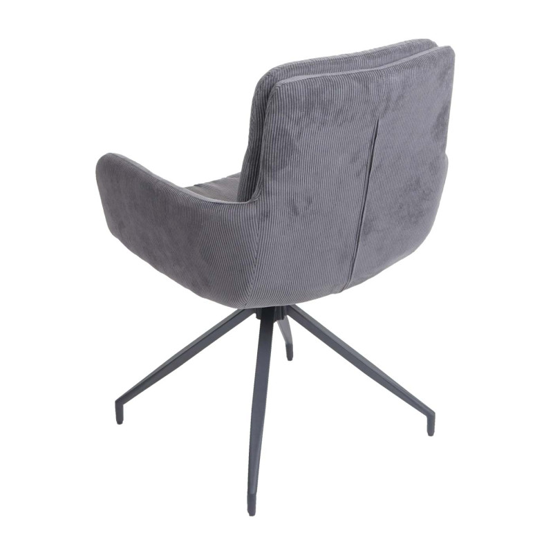 Lot de 6 chaises de salle à manger fauteuil chaise, pivotante position auto, tissu/textile - velours côtelé gris