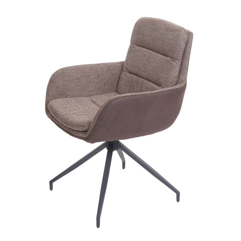 Lot de 6 chaises de salle à manger  fauteuil chaise, pivotante position auto, tissu/textile - brun-brun foncé