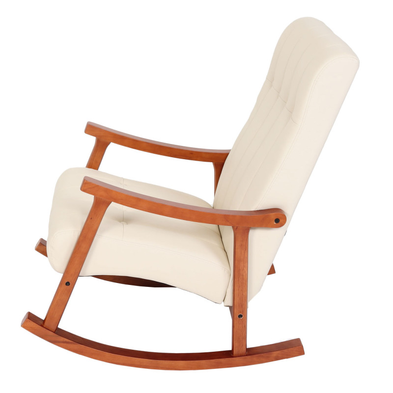 Fauteuil à bascule fauteuil à bascule Fauteuil relax - Similicuir crème, piétement aspect noyer