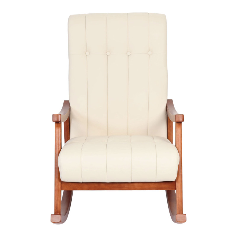 Fauteuil à bascule fauteuil à bascule Fauteuil relax - Similicuir crème, piétement aspect noyer