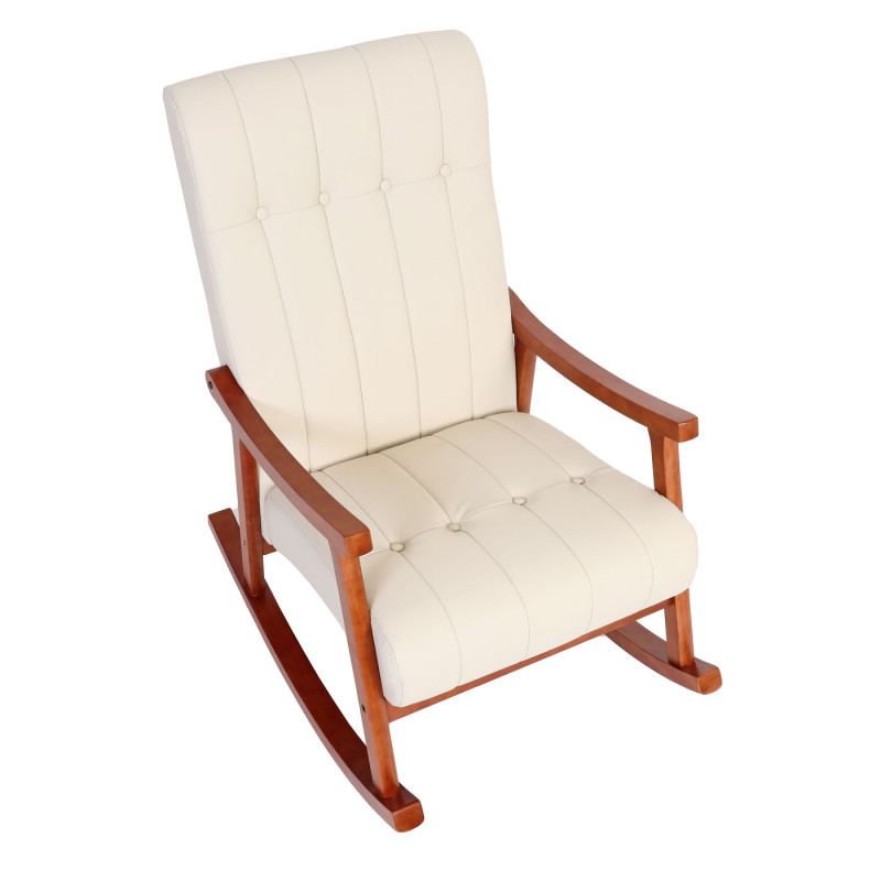 Fauteuil à bascule fauteuil à bascule Fauteuil relax - Similicuir crème, piétement aspect noyer