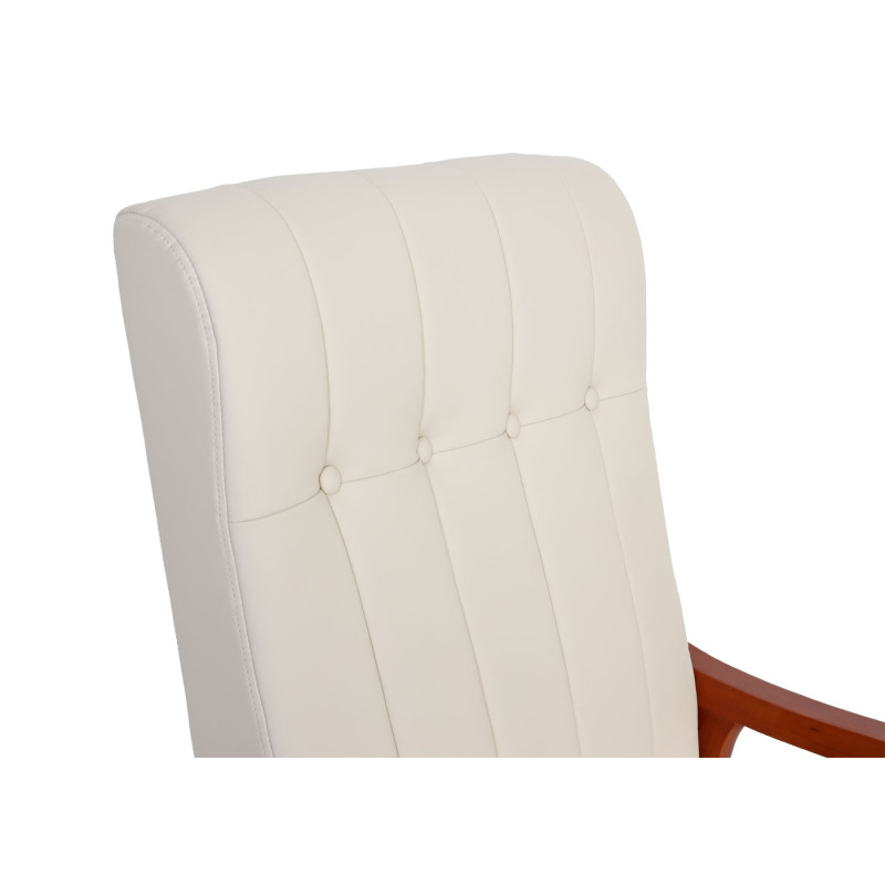 Fauteuil à bascule fauteuil à bascule Fauteuil relax - Similicuir crème, piétement aspect noyer