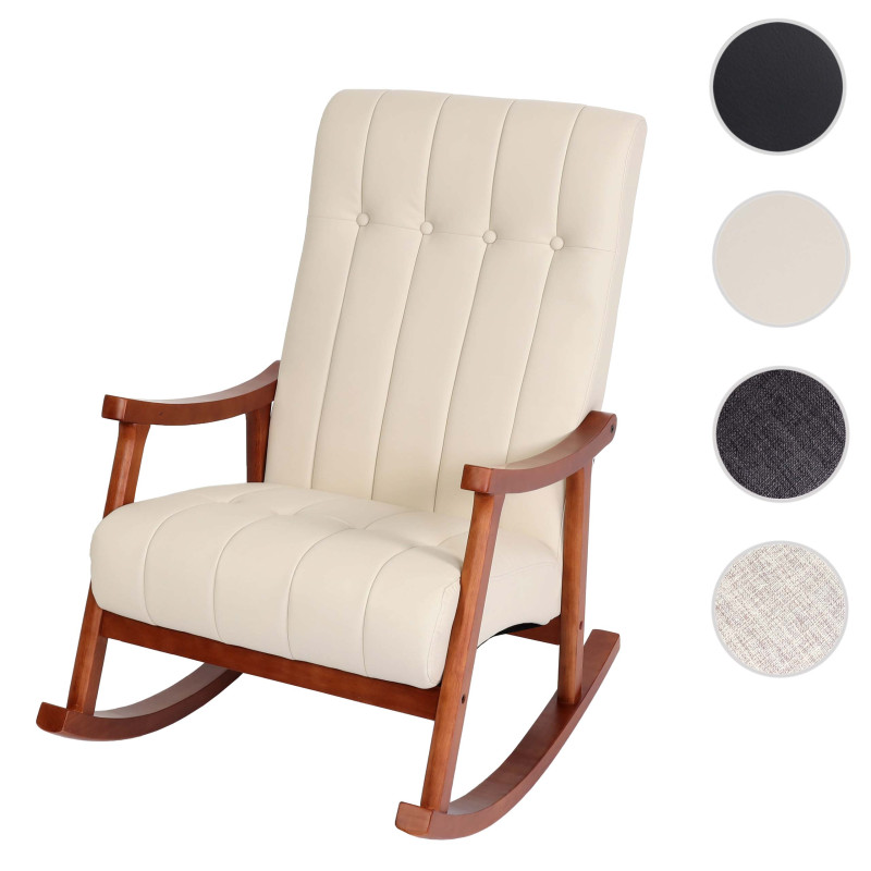 Fauteuil à bascule fauteuil à bascule Fauteuil relax - Similicuir crème, piétement aspect noyer