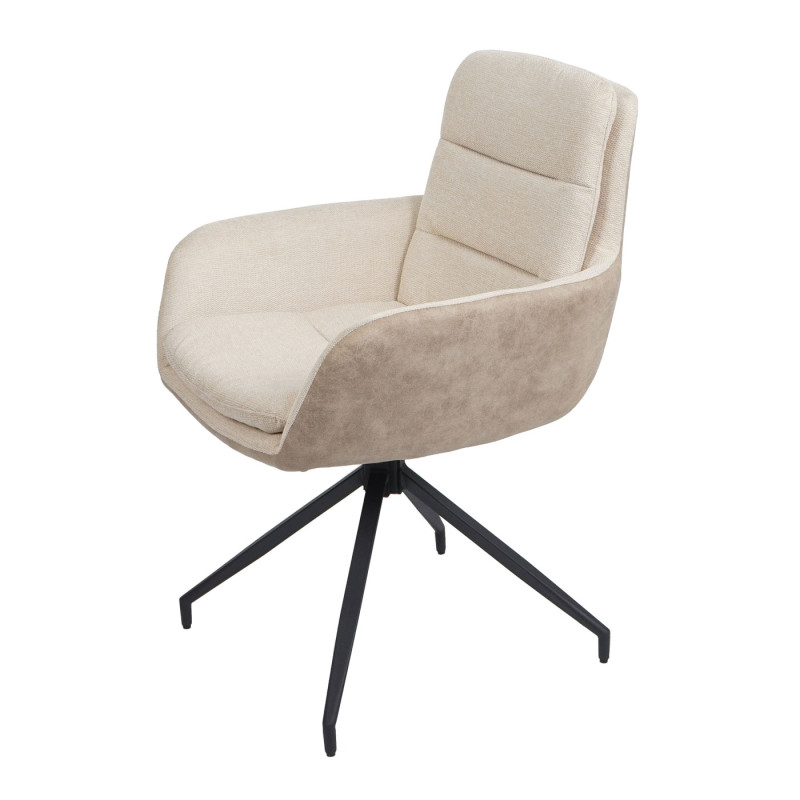 Lot de 6 chaises de salle à manger  fauteuil chaise, pivotante position auto, tissu/textile - crème-beige