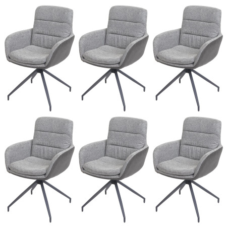 Lot de 6 chaises de salle à manger , chaise pivotante Auto-Position, tissu/textile - gris-gris foncé