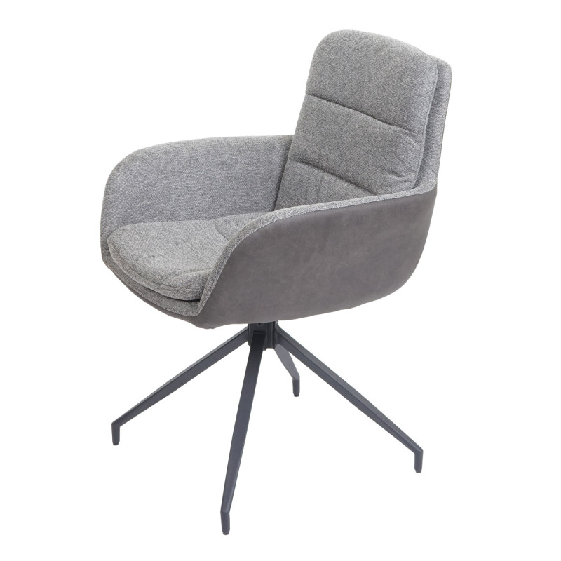 Lot de 6 chaises de salle à manger , chaise pivotante Auto-Position, tissu/textile - gris-gris foncé