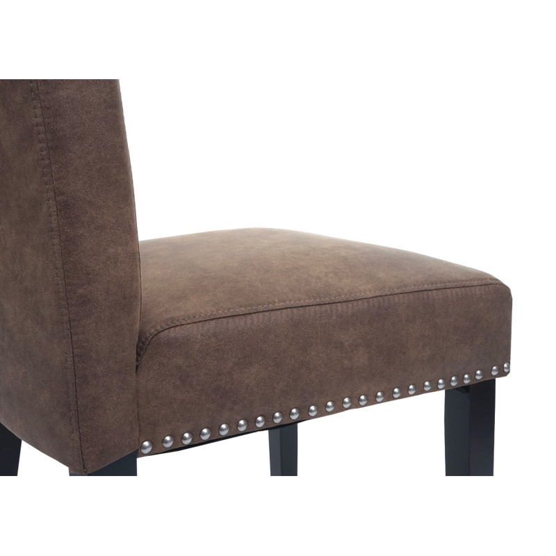 Lot de 2 chaises de salle à manger Chesterfield II, rivets - tissu/textile marron pieds foncés