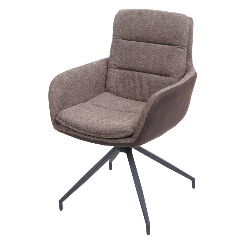 Chaise de salle à manger pivotante position auto, tissu/textile - marron - marron foncé