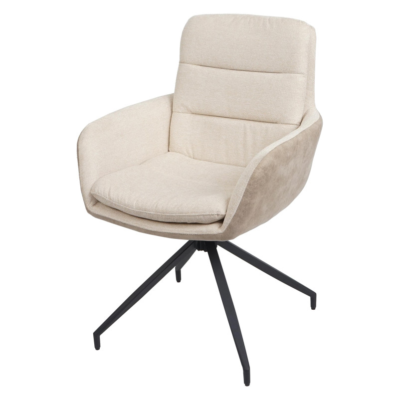 Chaise de salle à manger fauteuil chaise, pivotante position auto, tissu/textile - crème-beige