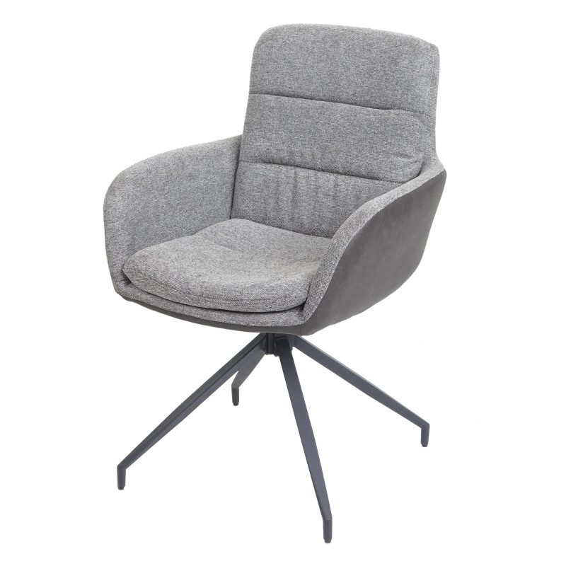 Chaise de salle à manger , pivotante position auto, tissu/textile - gris-gris foncé