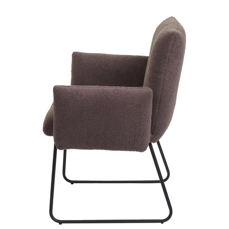 Lot de 6 chaises de salle à manger  rembourrée chaise avec accoudoirs, Oeko-Tex Bouclé tissu/textile métal - brun